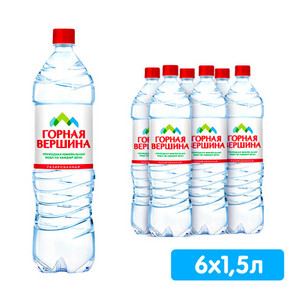 Вода «Горная Вершина» 1,5 литра газированная (6шт)
